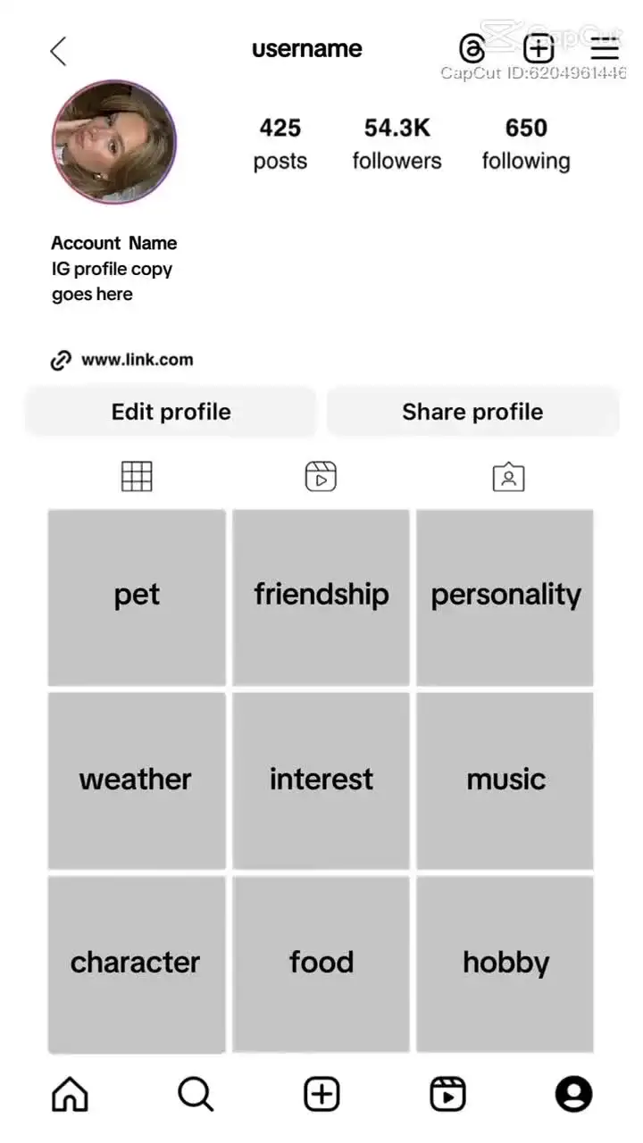 Instagram Interface Capcut Template